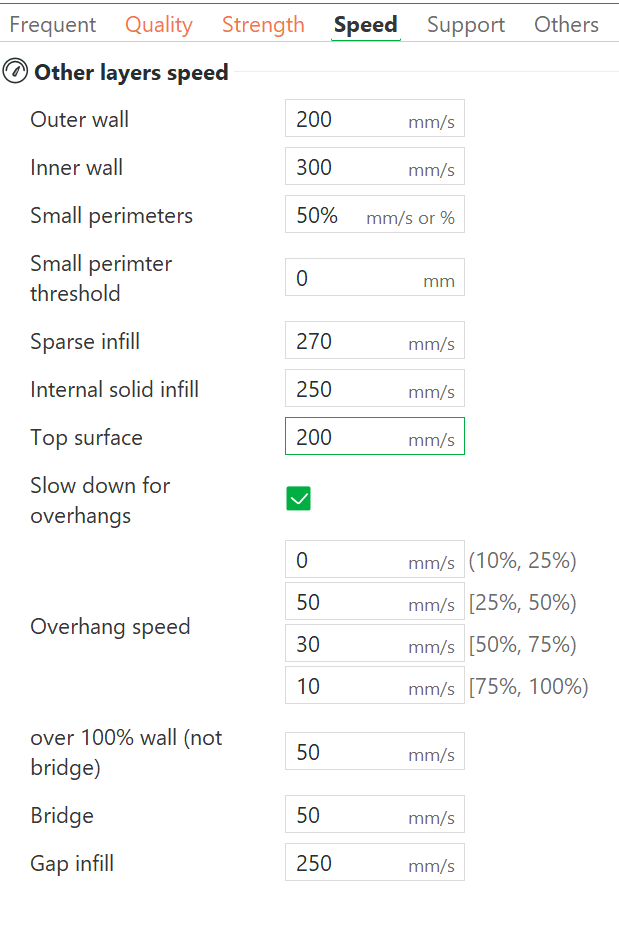 Speed Settings