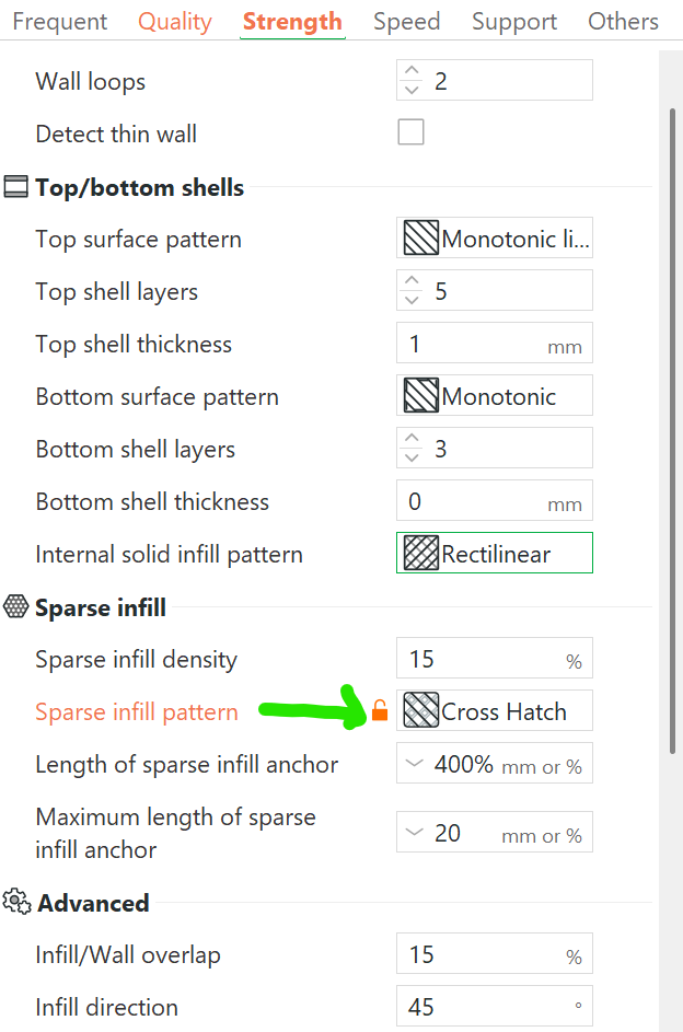 Strength Settings