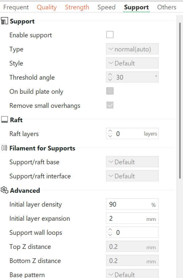 Support Settings